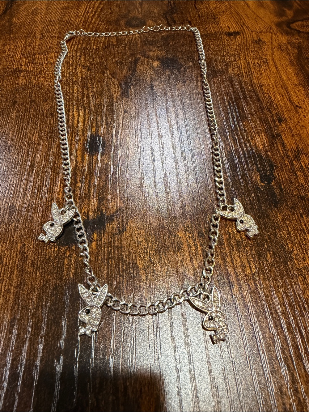 Playboy Bunny Necklace Masthead Logo Rhinestone Sparkly Jeweled Rabbit y2k 2000s
